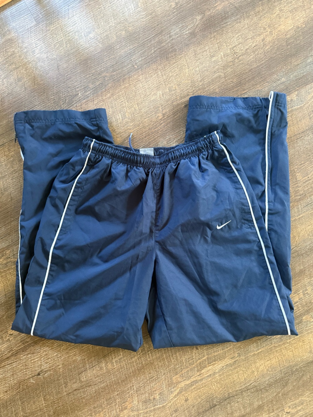 Vintage Nike Men's Navy Track Pants with White Piping